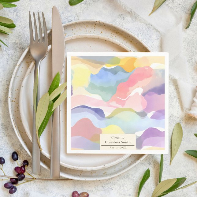 Modern Aesthetic Pastel Spring Retirement Party Napkin (Modern Aesthetic Pastel Spring Retirement Party)