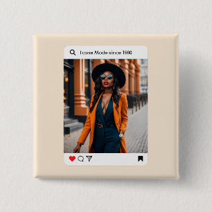 Modern Aesthetic photo instagram stylish 2 Inch Square Button