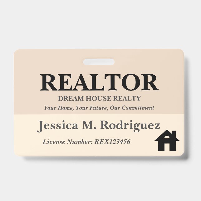 Modern Aesthetic  Realtor Real Estate Name Badge (Front)