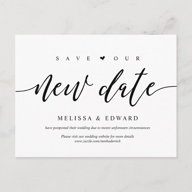 Modern Aesthetic, Save our new date, postponed Postcard (Front)