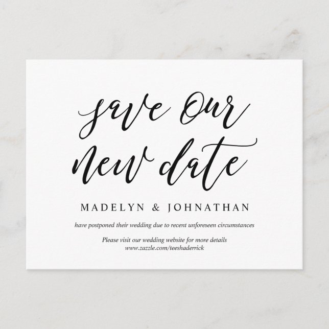 Modern Aesthetic, Save our new date, postponed Postcard (Front)