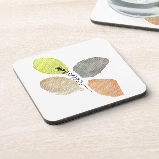 Modern Aesthetic watercolor leaf Coaster (Left Side)