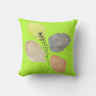 Modern Aesthetic watercolor leaf Throw Pillow