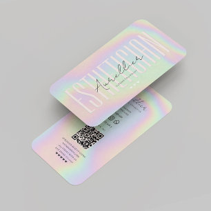 Modern Aesthetician Cosmetologist Holographic  Business Card