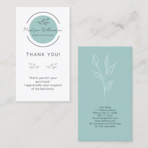 Modern Aesthetician Stylist Spa Customer Thank You Business Card