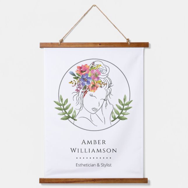 Modern Aesthetician Stylist Spa Elegant Chic Flora Hanging Tapestry (Front)