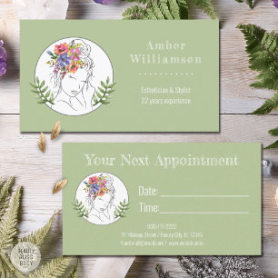 Modern Aesthetician Stylist Spa Elegant Woman Appointment Card