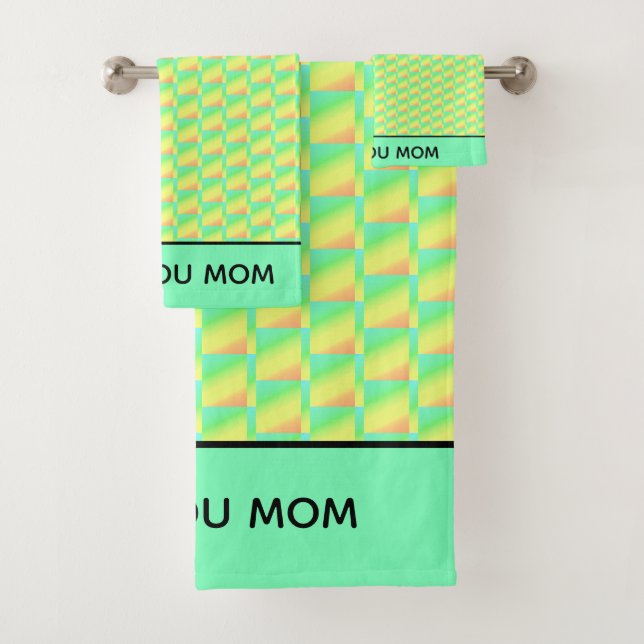 Modern African Art, Summer Vibe Pattern Mom's Bath Towel Set (Insitu)
