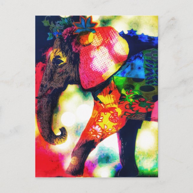 Modern African Elephant Pop Art Contemporary Postcard (Front)