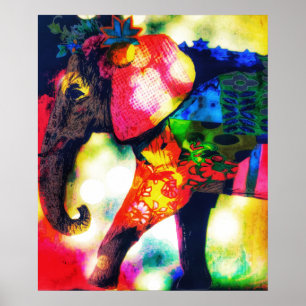 Modern African Elephant Pop Art Contemporary Poster