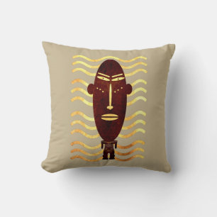 Modern African indigene abstract face art Throw Pillow