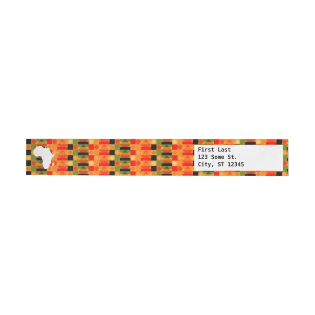 Modern African Kente Cloth Style Pattern Wraparound Address Label (Individual)
