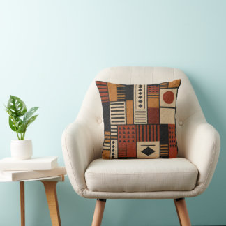 Modern African Mudcloth Sherpa Blanket Decor Throw Pillow