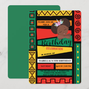 Modern afro African american girls Birthday party Invitation