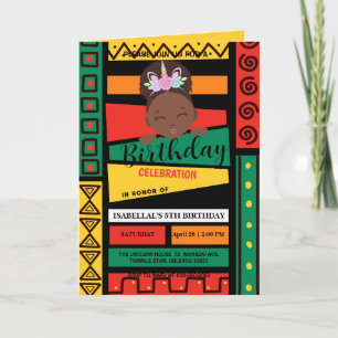 Modern afro African american girls Birthday party Invitation