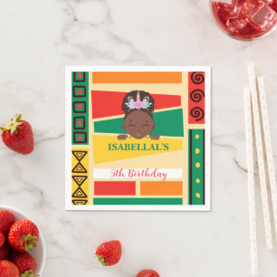Modern afro African american girls Birthday party Napkin