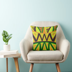 Modern Afro Geometric Throw Pillow