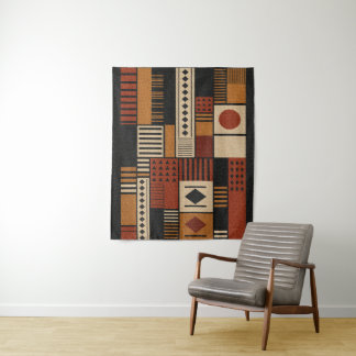 Modern Afrocentric Silhouette Terracotta Boho  Tapestry
