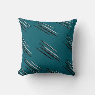 Modern Afrocentric – Silver and Black Motif Line Throw Pillow