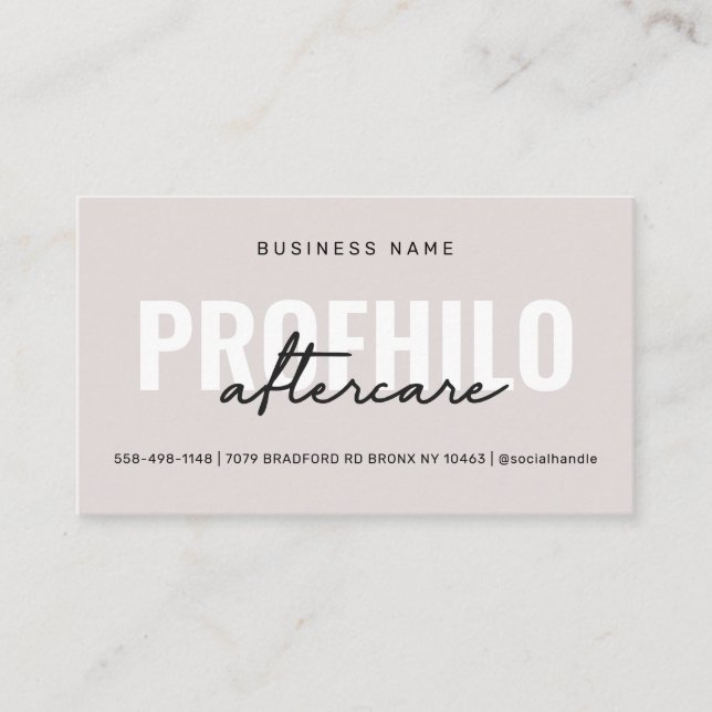 Modern Aftercare Botox Instructions  Business Card (Front)