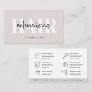 Modern Aftercare Hair Instructions Business Card