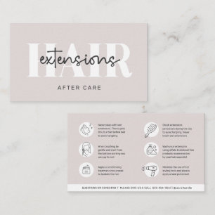 Modern Aftercare Hair Instructions Business Card