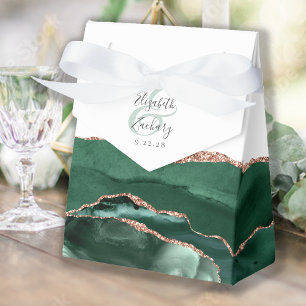 Modern Agate Geode Emerald Green Rose Gold Favor Box