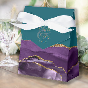 Modern Agate Geode Purple Gold Teal Favor Box