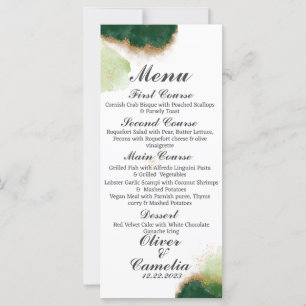 Modern Agate Green & Gold Wedding menu