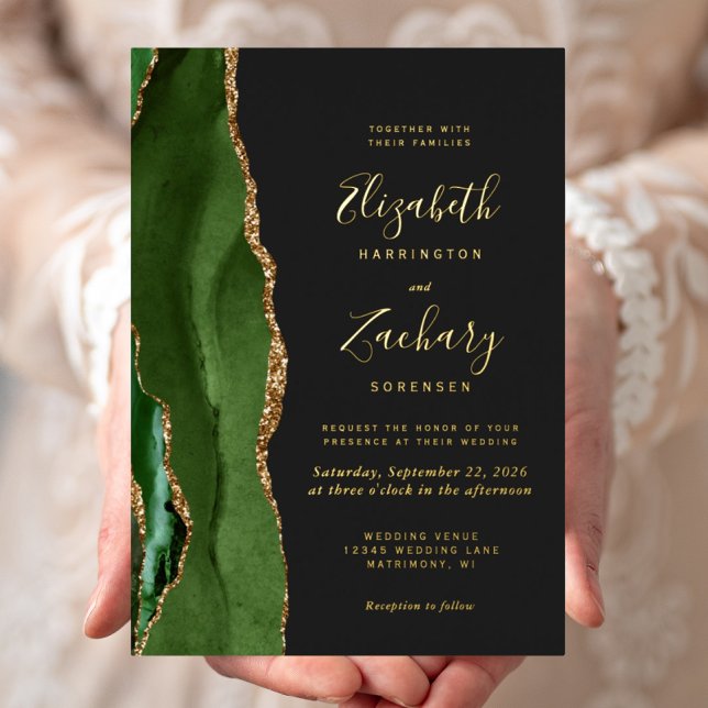 Modern Agate Hunter Green Gold Dark Wedding (Creator Uploaded)