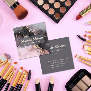 Modern Agate Marble Gold Glitter Hair and Makeup  Square Business Card