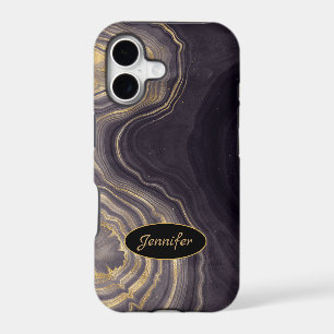 Modern Agate Purple & Gold Crystal Personalize