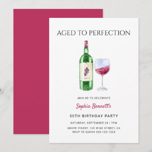 Modern Aged To Perfection Wine Birthday Party Invitation