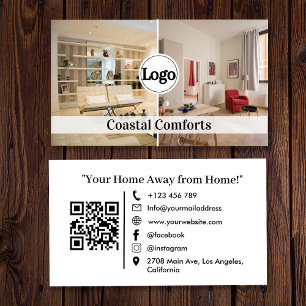 Modern Airbnb Vacation Rental QR Code Logo Business Card