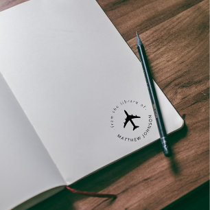 Modern Airplane Custom Name Traveller Book Self-inking Stamp