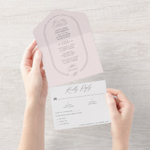 Modern Airy Light Soft Pink Wedding All In One Inv Invitation