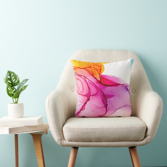 Modern Alcohol Ink Marbled  Throw Pillow (Chair)