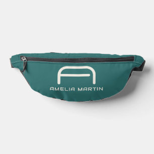 Modern Alexandrite Teal Geometric Monogram Fanny Pack