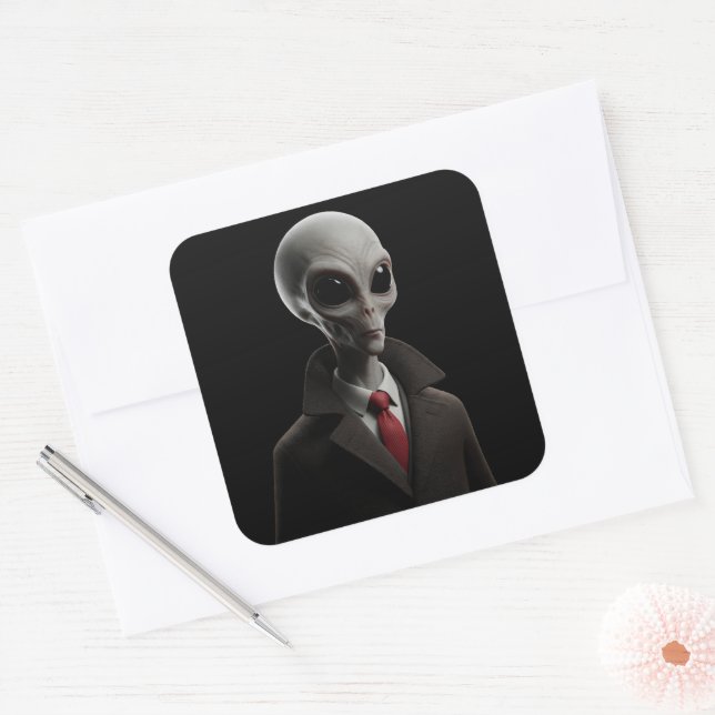 Modern Alien Square Sticker (Envelope)