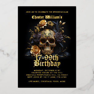 Modern All Ages 21-99th BIRTHDAY GOLD SKULL ROSE