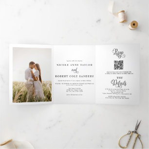 Modern All in one   2 Photo Wedding Invitation