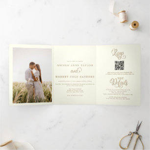 Modern All in one   2 Photo Wedding Invitation