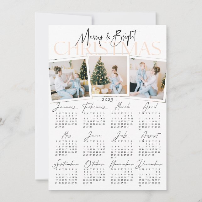 Modern All in One 3 Photo & 2023 Calendar Holiday  (Front)