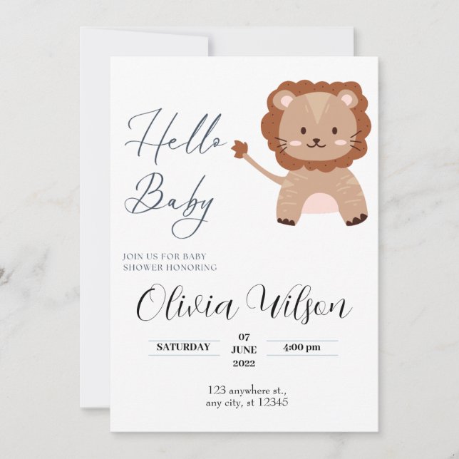 Modern all in one photo baby shower  invitation (Front)