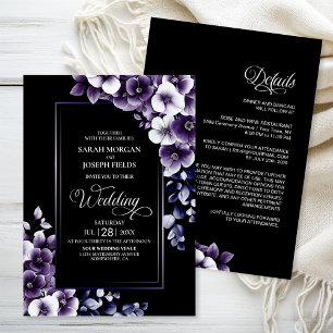 Modern All in One Purple Floral Wedding Invitation