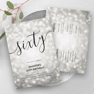 Modern All In One Silver Lights 60 Birthday Invitation