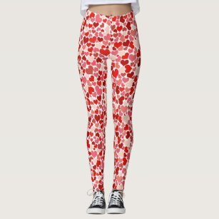 Modern All Over Print Hearts In Shades Of Red Leggings