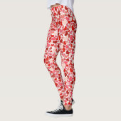 Modern All Over Print Hearts In Shades Of Red Leggings (Left)