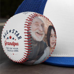 Modern All-Star Grandpa 2-Photo Baseball<br><div class="desc">Celebrate the special bond with a beloved grandfather through this custom photo baseball, beautifully designed with the phrase “all-star grandpa” in bold, playful typography surrounded by stars in a red, white, and blue theme. With space to add your own message and favourite photo, this keepsake turns a simple baseball into...</div>