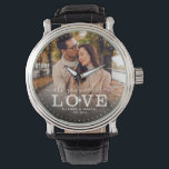Modern ALL YOU NEED IS LOVE Wedding Photo Script Watch<br><div class="desc">Modern chic photo watch with hand lettered script and modern typography reading:' All you need is Love 'alongside your custom names and wedding date. Personalize with your favourite photo and information. Great gift for newlyweds,  an anniversary or Valentine's Day!</div>